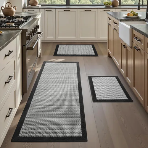 Miniatura 16 de PADOOR Juego de 2 alfombras de cocina antideslizantes, extra grandes de 2.5 x 6 pies + 20 x 32 pulgadas, para suelo de cocina, antideslizante
