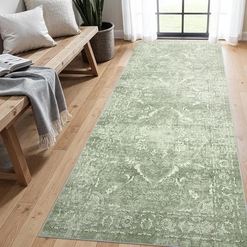 Miniatura 70 de Alfombra de área de entrada de 2 x 3 pies lavable - Alfombra de entrada pequeña neutra, alfombra de cocina, alfombra de pasillo vintage suave