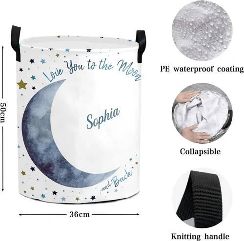 Miniatura 5 de Love You to the Moon and Back - Cesta de almacenamiento grande con asas para cestas de regalo, dormitorio, ropa Color 9