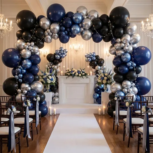 Miniatura 4 de KBZVNAF Globos de látex negro, azul y plateado, paquete de 60 globos de fiesta de 12 pulgadas, azul real, negro, azul metálico, plateado