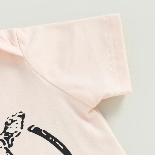 Miniatura 25 de fhutpw Conjunto de camiseta de manga corta con estampado de vaca y pantalones acampanados de dibujos animados para niñas