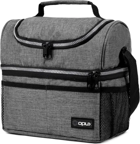 Miniatura 19 de OPUX Lonchera para mujeres, bolsa de almuerzo grande aislada para adultos, trabajo, doble cubierta, lonchera para preparar comidas, compartimento