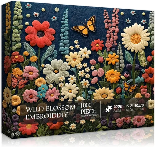 Rompecabezas de flores silvestres para adultos de 1000 piezas, diseño de flores, plantas, mariposas, arte temático, jardín de primavera,