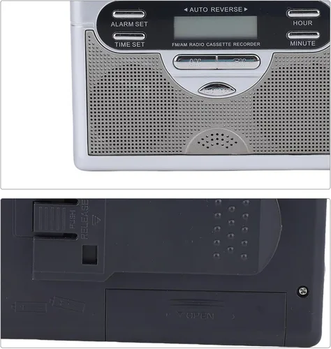 Miniatura 9 de Bewinner Reproductor de cassette AM FM Radio, grabadora de cinta de casete retro con temporizador de reloj digital, altavoz integrado y conector