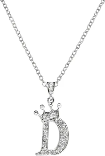 Collar con dije en Y, gargantilla para mujer, corona de 26 letras inglesas, collar con dije de diamante completo para mujer, corona de plata,