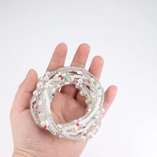 Miniatura 7 de Sailimue 3 cuentas de cintura para mujer, cuentas de vientre de cadena elástica, cuentas de cintura africana para mujer, tallas grandes, joyería