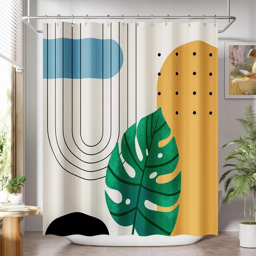 Miniatura 30 de AmazerBath Cortina de ducha floral, juego de cortinas de ducha lavables de tela con 12 ganchos para cortina de ducha, cortinas de ducha de tela C