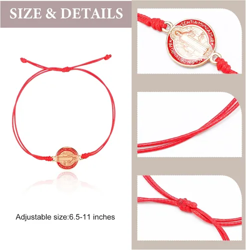 Miniatura 2 de Pulsera de San Benito de 20 piezas hecha a mano con nudo rojo ajustable para mujeres niñas y hombres Enlace