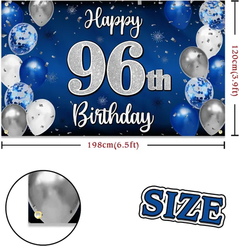Miniatura 240 de Decoración de feliz cumpleaños 35, globo azul y plateado de 35 años, cartel grande de telón de fondo de cumpleaños, suministros para fiesta de 35th