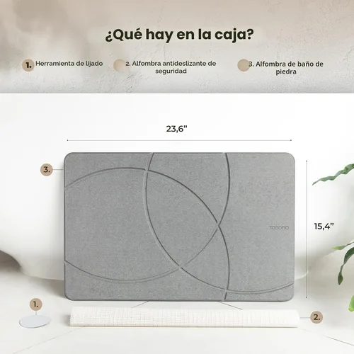 Miniatura 6 de TOSORO - Tapete de baño de piedra de tierra de diatomeas, antideslizante, súper absorbente, tapete de baño de piedra de diatomita para el suelo