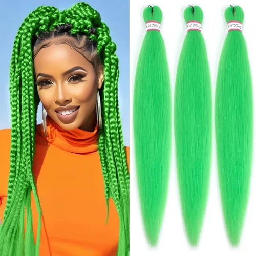 Miniatura 13 de Col bling Cabello trenzado preestirado de 28 pulgadas, 3 paquetes de extensiones de cabello largo para mujer, trenzas de caja, cabello preestirado
