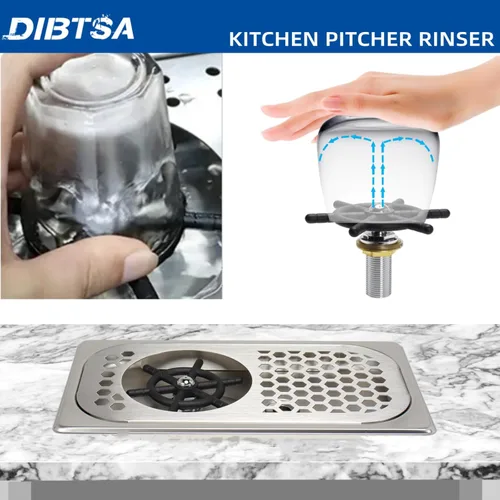 Miniatura 3 de DIBTSA Enjuagadora de jarra, enjuague de café expreso con aerosol, bandeja de drenaje y goteo, enjuague de vidrio de barra de acero inoxidable