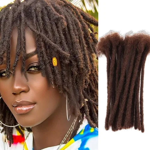 Miniatura 13 de Viovian Extensiones de rastas de 0.23 pulgadas de cabello humano de 6 pulgadas, 20 hebras ombré, extensiones de cabello humano para hombres, 1b/27