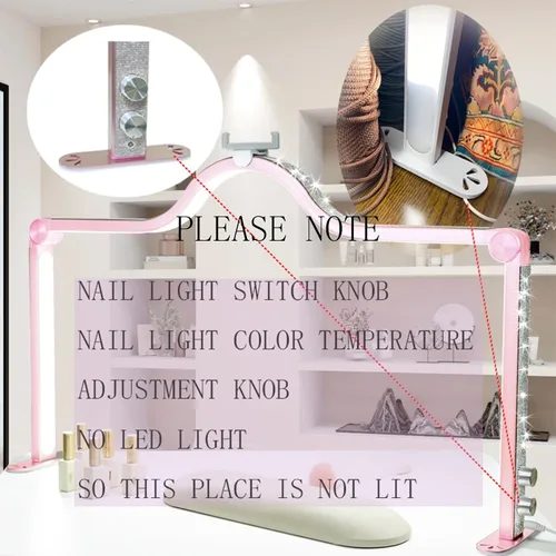 Miniatura 5 de KEDAO Luz de uñas para escritorio, luz de media luna para escritorio de uñas, lámpara de mesa LED plegable de 34 pulgadas, manicura para mesa
