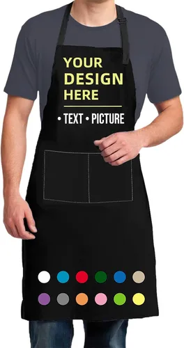 Miniatura 12 de Delantales personalizados personalizados para cocinar, hornear, barbacoa, diseño con tu nombre de imagen, logotipo, para mujeres y hombres