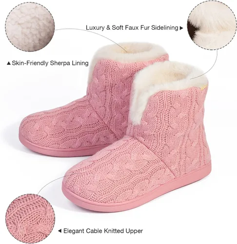 Miniatura 5 de HomeTop Pantuflas mullidas de espuma viscoelástica para mujer con suela de goma para interiores y exteriores