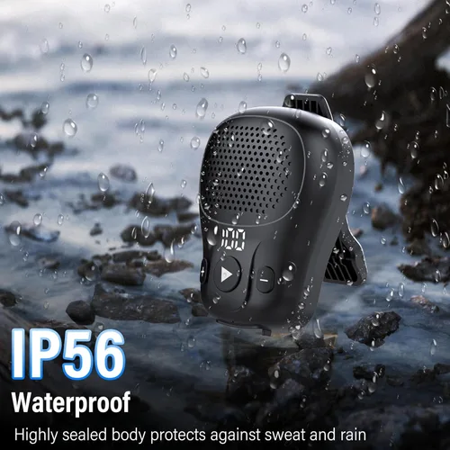 Miniatura 6 de Altavoz Bluetooth Vestible, altavoces portátiles inalámbricos con clip, altavoz de clip impermeable IP56 de hasta 18 horas de duración de la Negro