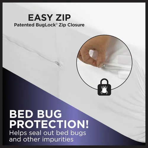 Miniatura 3 de Protect-A-Bed Funda de colchón esencial con cremallera individual, parte superior 100% impermeable, resistente a los insectos, barrera de ácaros
