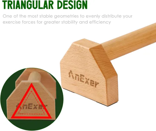 Miniatura 4 de soportes de empuje, barras de paralelas de mano, barras de empuje de madera sólida con alfombrilla antideslizante, mangos de empuje para ejercicio