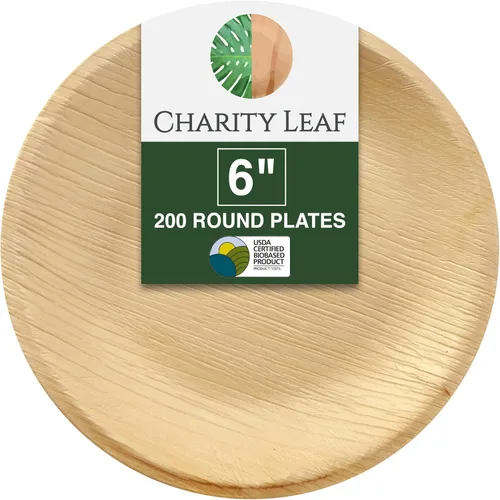 Miniatura 7 de Charity Leaf Platos redondos desechables de hoja de palma de 6 pulgadas (50 piezas) platos para servir como bambú, tablas desechables, vajilla