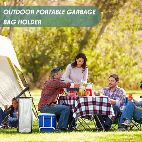 Miniatura 3 de Vicenpal Soporte portátil para bolsas de basura plegable, cubo de basura expandible para exteriores, accesorios de campamento para interiores