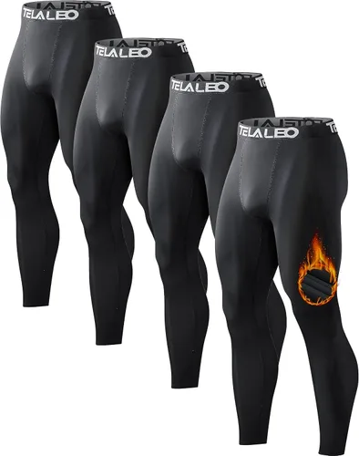 Paquete de 5 o 4 pantalones de compresión térmica para hombre, con forro polar, mallas deportivas para clima frío, ropa de invierno