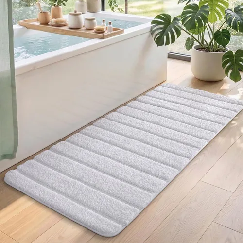 Miniatura 22 de DEXI Tapetes de baño de microfibra absorbente de 17 x 30 pulgadas, secado rápido, lavables con respaldo antideslizante para suelo de ducha