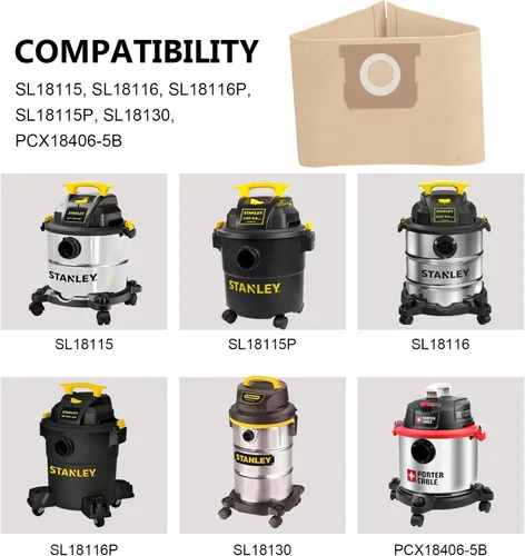 Miniatura 4 de 19-3100 bolsas de aspiradora para Stanley: para aspiradora Stanley Shop Vac 5-6 galones/gal aspiradora húmeda y seca 19-3100 Bolsas de filtro 2