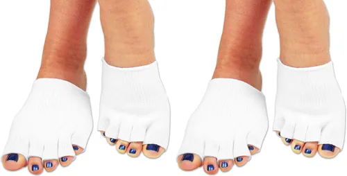 Calcetines de compresión con forro de gel para dedos (2 pares) que separan los dedos terapéuticos, hidrata los pies secos y la piel agrietada.