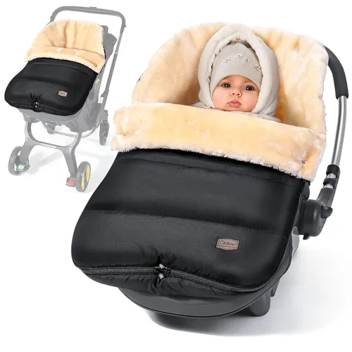 Orzbow Funda de asiento de coche de invierno de piel sintética de oveja para bebés, bolsa frazada impermeable para asientos de coche y cochecitos,