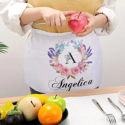 Miniatura 252 de AXKEUDO Delantal personalizado con bolsillos, delantales de cintura para camarera para cocinar en casa, restaurante, servir trabajo