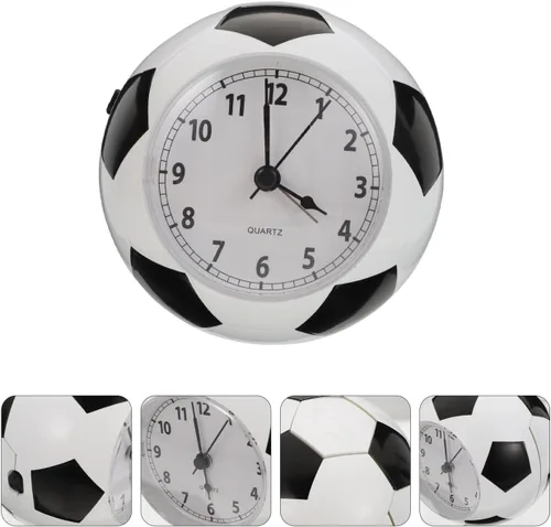 Miniatura 8 de Wakauto - Reloj despertador de escritorio con forma de balón de fútbol con campana silenciosa, reloj de mesa silencioso con luz nocturna de 4.72