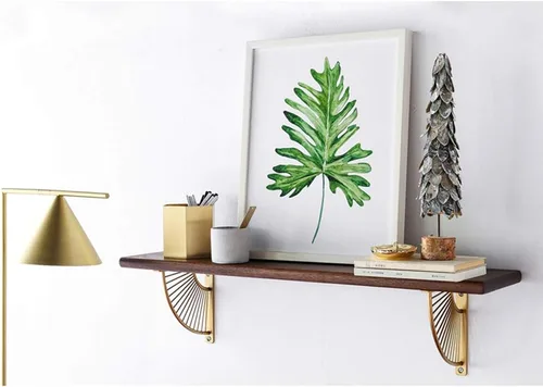 Miniatura 7 de Soportes flotantes de metal en forma de abanico para estantería, juego de 2 soportes de estante de pared en ángulo recto, para colgar en casa