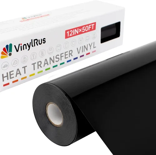 Miniatura 23 de VinylRus Vinilo de transferencia de calor, rollo de vinilo blanco para planchar de 12 pulgadas x 50 pies para camisas, vinilo HTV para Silhouette