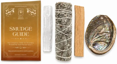 Miniatura 9 de SOUL STICKS El mini kit de manchas para principiantes incluye varita de selenita de concha de abulón 3-4 de salvia blanca y palo santo con guía