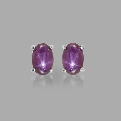 Miniatura 6 de Pendientes de tuerca ovalados con forma ovalada de rubí en plata de ley 925 para mujeres y niñas, Gema, rubí