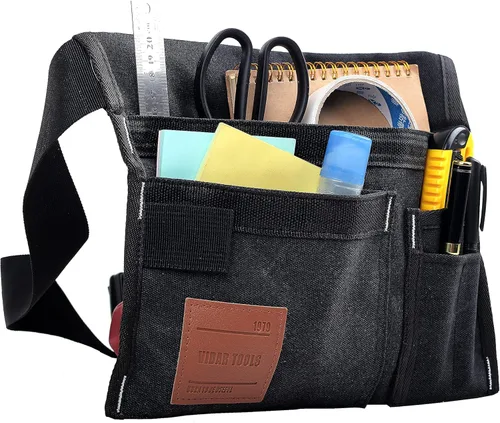 Miniatura 3 de VIDAR TOOLS Bolsa de cinturón de herramientas de 6 bolsillos de un solo lado/cinturón utilitario/delantal de trabajo para carpintero y jardinero.