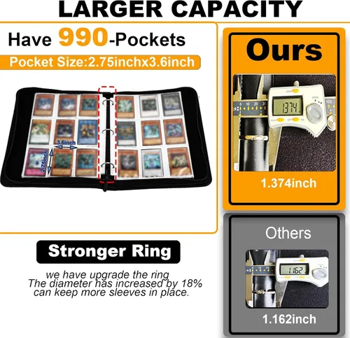 Miniatura 6 de Carpeta de tarjetas coleccionables para tarjetas Y-G-O, álbum de tarjetas de 990 bolsillos con fundas compatible con tarjetas TCG, tarjetas TCG u