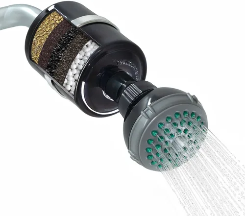 Crystal Quest Filtro de ducha con cabeza, filtro de cabezal de ducha para agua dura, filtro de agua de ducha que elimina cloro, cloraminas y