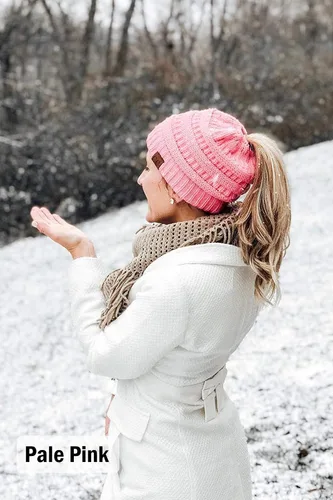 Miniatura 6 de Funky Junque Ponytail Messy Bun BeanieTail Women's Beanie Solid Ribbed Hat Cap