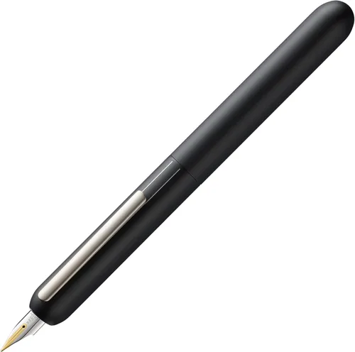 Lamy diálogo negro – pluma estilográfica sin tapa con mecanismo de giro – Pluma de oro de 14 kt, parcialmente chapado en platino & en tamaño EF –