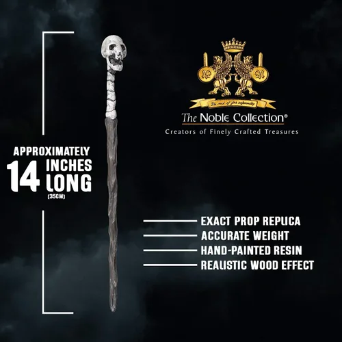 Miniatura 4 de The Noble Collection - Varita de personaje de calavera mortífero - Varita del mundo mágico de 14 pulgadas (13.8 in) con etiqueta de nombre - Juego