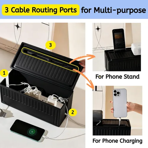 Miniatura 6 de Caja de cables - [142 piezas] Kit de organización de cables, caja ocultadora de cables mediana para ocultar el soporte de la regleta