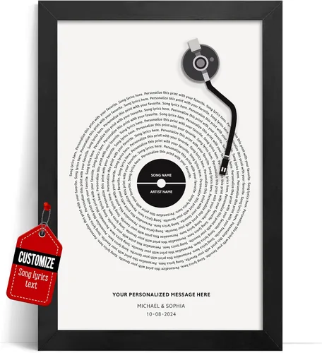 Miniatura 14 de VICILO Póster personalizado con letras de canciones, lienzo para decoración de pared, acordes de canción perfecta, regalo de aniversario de un año