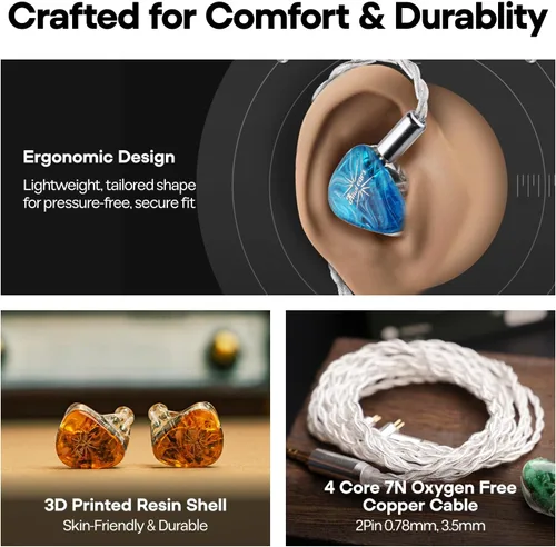 Miniatura 6 de Linsoul Kiwi Ears Orchestra Lite Performance - Monitor intraauditivo personalizado de 8BA IEM con cable OFC de cobre libre de oxígeno desmontable