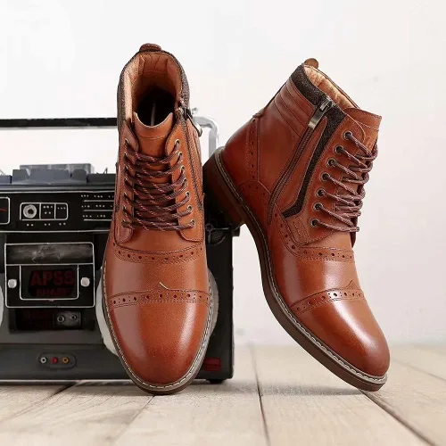 Miniatura 6 de Botas Chelsea para hombre, elegantes y cómodas, de cuero, con cremallera