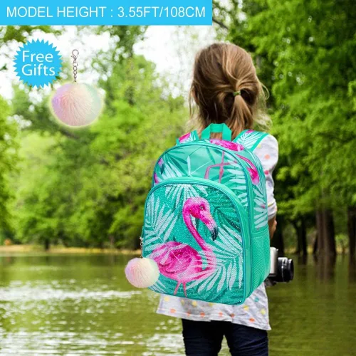 Miniatura 3 de gxtvo Mochila de 3 piezas, 16 pulgadas con lentejuelas y lonchera