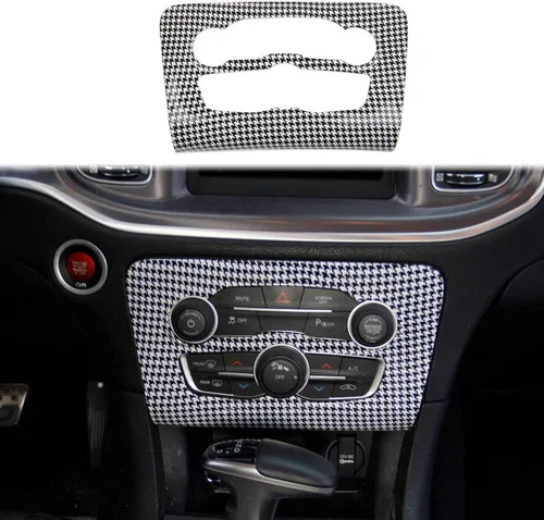 Miniatura 8 de Crosselec - Cubierta de panel de control central de fibra de carbono para aire acondicionado A/C para Dodge Charger 2015+ (Negro)