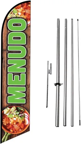 Miniatura 11 de Tacos Mexican Restaurant Publicidad Banner de plumas Swooper Bandera con Kit de asta de Bandera y Estaca de Tierra Tacos-Multicolor-Verde/Rojo