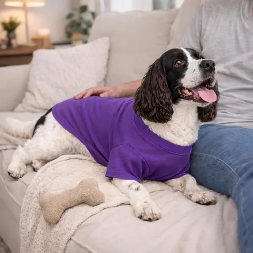 Miniatura 8 de Lovelonglong Ropa para mascotas, disfraces para perros, camiseta básica en blanco para perros medianos y grandes, color morado XXL Púrpura
